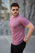 Erkek Viskon Kumaş Bisiklet Yaka Basic Tişört resmi